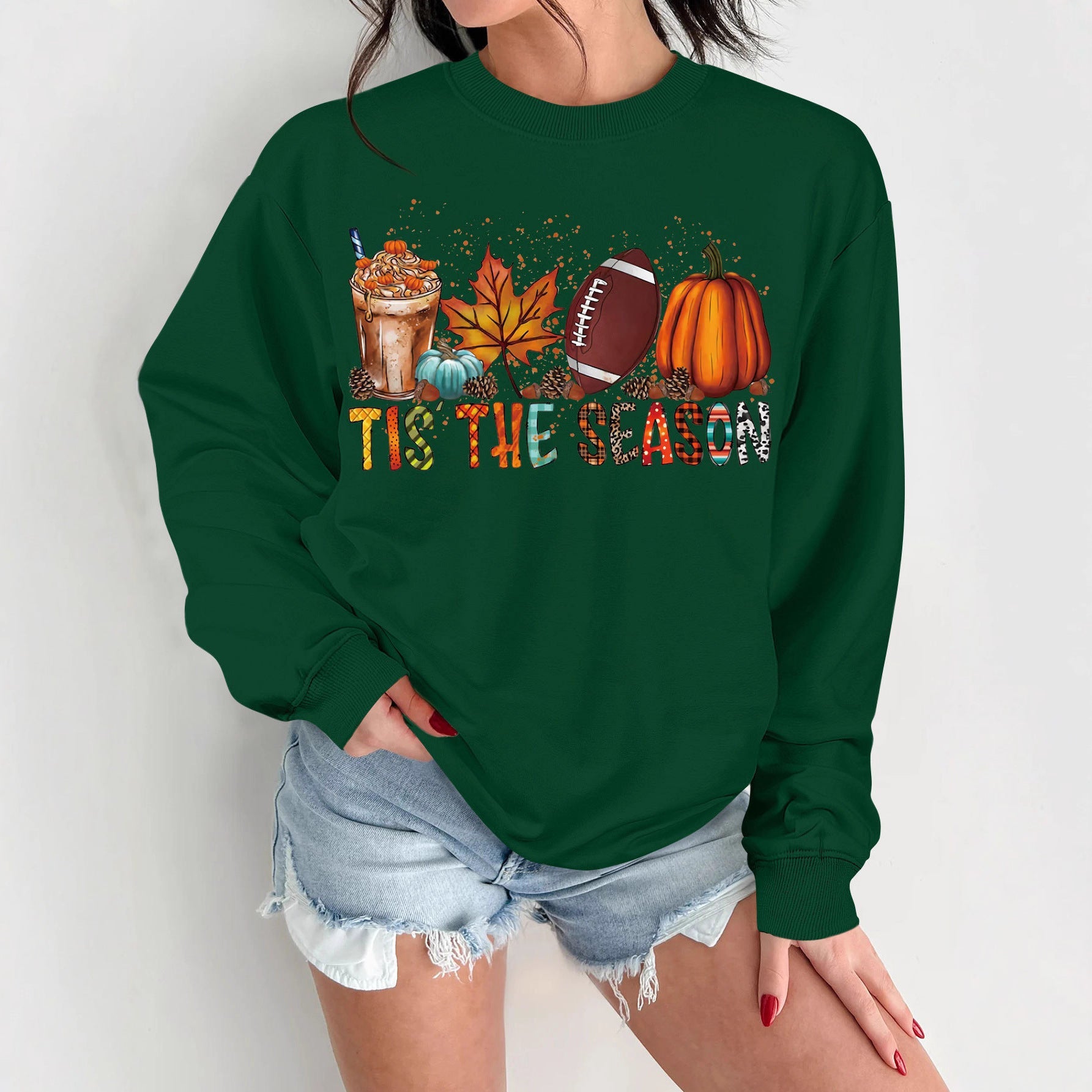 Damen Sweatshirt Herbstlich Motiv Lässiger Schnitt Norvielle - Norvielle