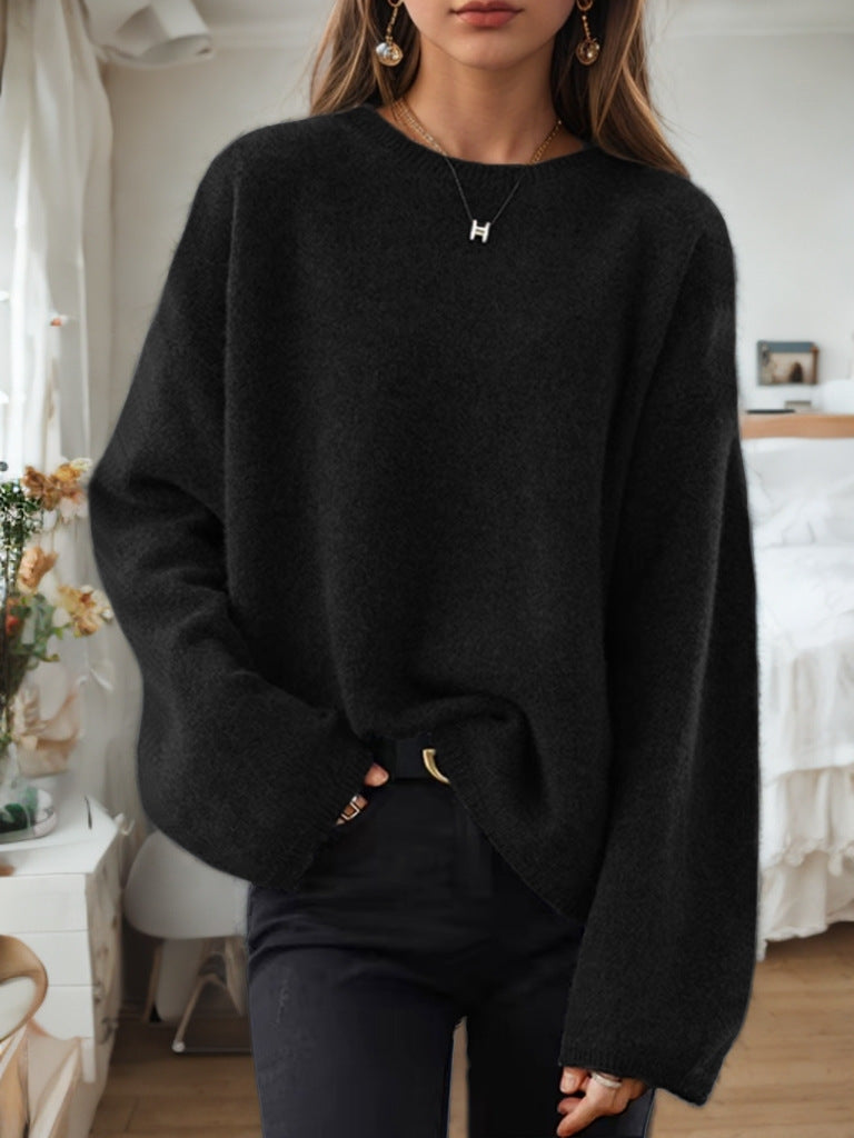 Damen Strickpullover Bequem Lässiger Schnitt Weite Ärmel Norvielle