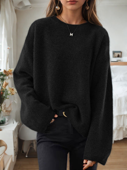 Damen Strickpullover Bequem Lässiger Schnitt Weite Ärmel Norvielle