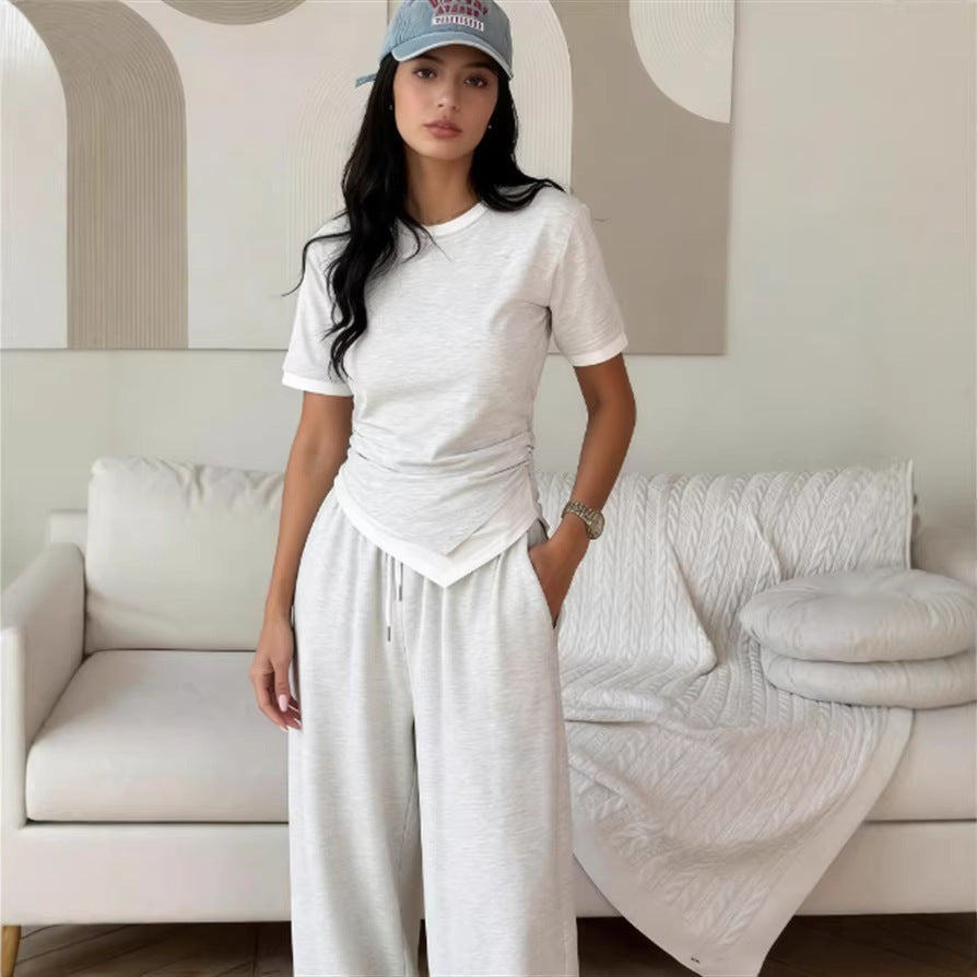 Damen Set Kurzarmshirt und weite Hose Norvielle