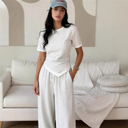 Damen Set Kurzarmshirt und weite Hose Norvielle