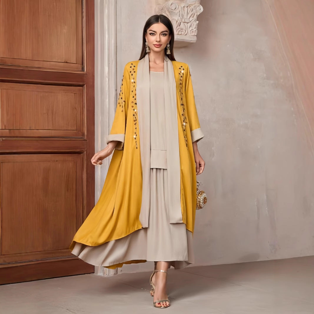 Damen Kimono Langarm Asymmetrisch Dekorative Applikationen Norvielle
