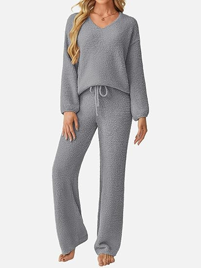 Damen Lounge-Set Weiches Strukturiertes Material Norvielle