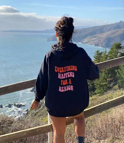 Damen Kapuzenpullover mit Motivschriftzug Baumwolle Bequem