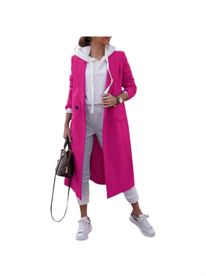 Damen Übergangsjacke Elegantes Design Revers Taschen Beige