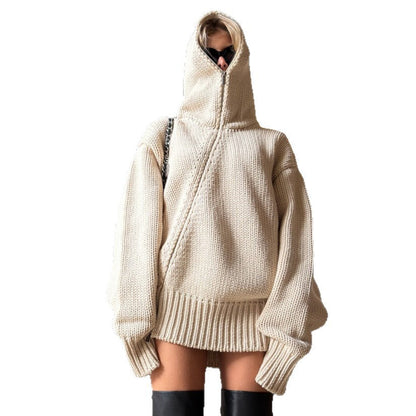 Damen Strickpullover mit Kapuze Groß Norvielle