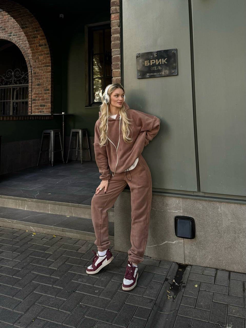 Damen Fleece-Jogginganzug Hochbündig Mit Taschen Norvielle