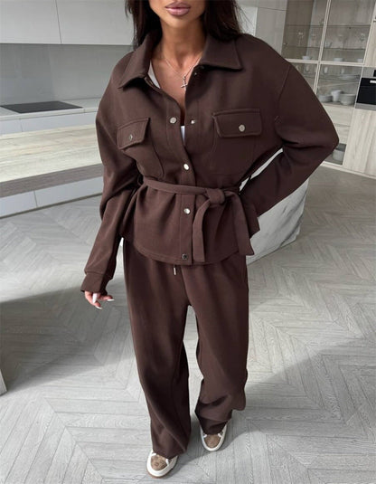 Damen Loungewear-Set mit lässiger Jacke und weiten Hosen Norvielle