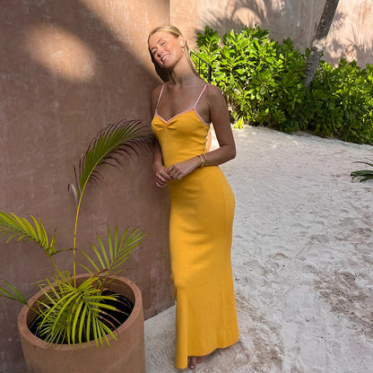 Damen Maxikleid Spaghettiträger Figurbetonend Norvielle