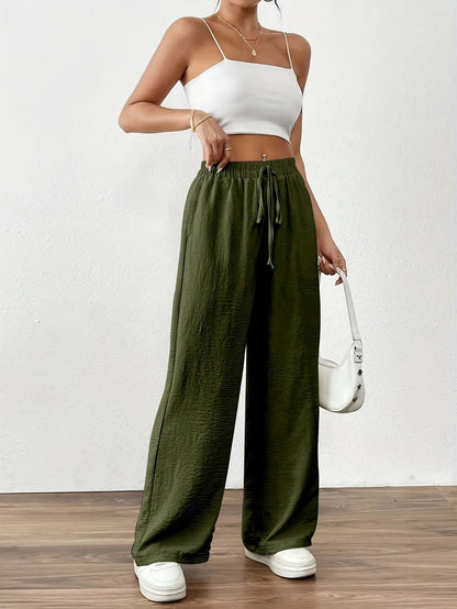 Damen Chiffon-Hose Weite Elastischer Bund