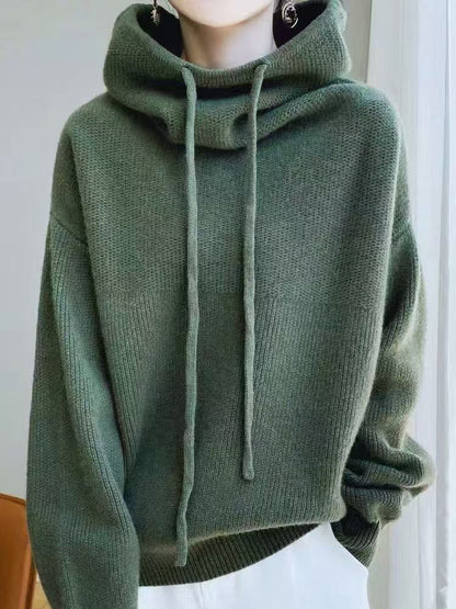 Damen Oversized Pullover mit hohem Kragen und Schnürdetails Norvielle