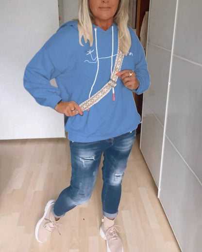 Damen Kapuzenpullover Moderner Schriftaufdruck Baumwolle