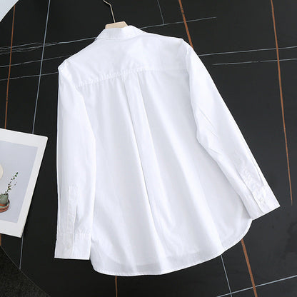 Damen Bluse Moderner Kragen Leicht Elastisch Weiß
