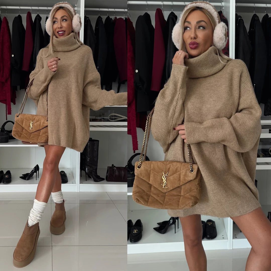 Damen Großer Rollkragenpullover Weiches Strick Norvielle - Norvielle