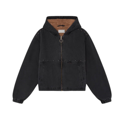Damen Jeansjacke Kapuze Taschen Norvielle