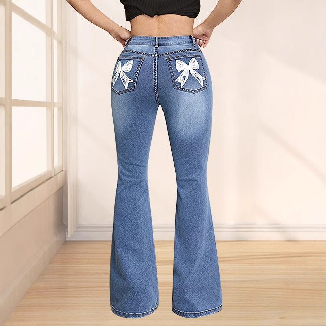 Damen Schlagjeans Dekorative Schleifen Norvielle - Norvielle