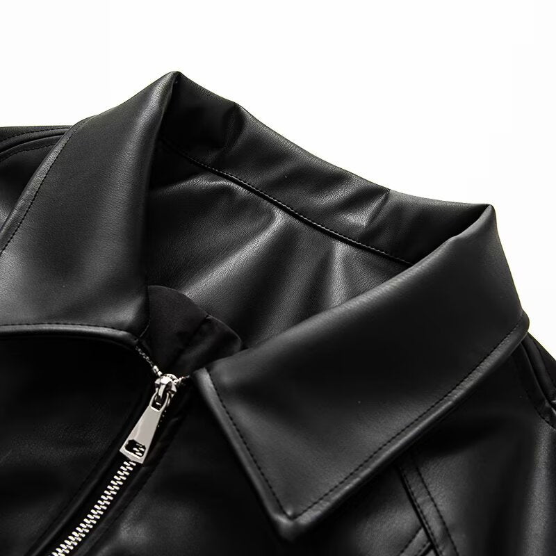 Damen Lederjacke Elastischer Bund