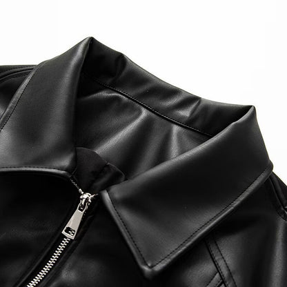 Damen Lederjacke Elastischer Bund