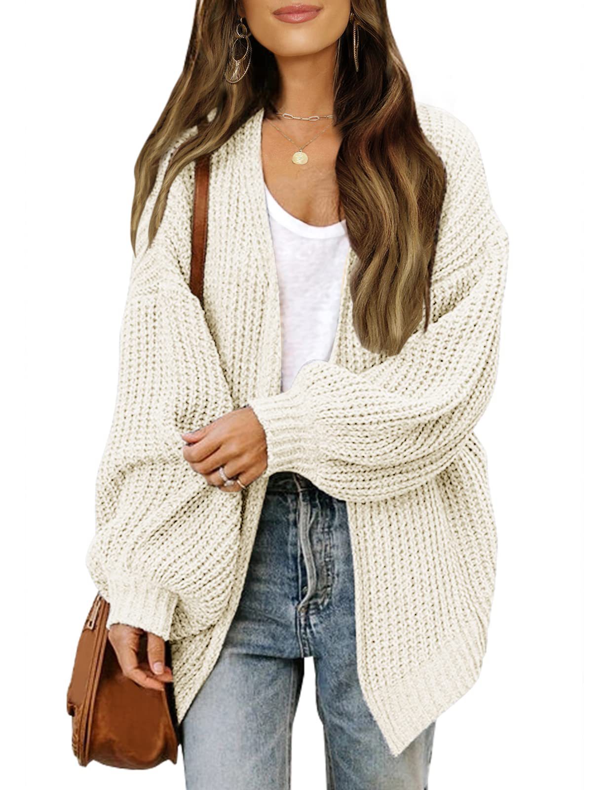 Damen Grobstrickjacke Lässiger Schnitt Überschnittene Schultern