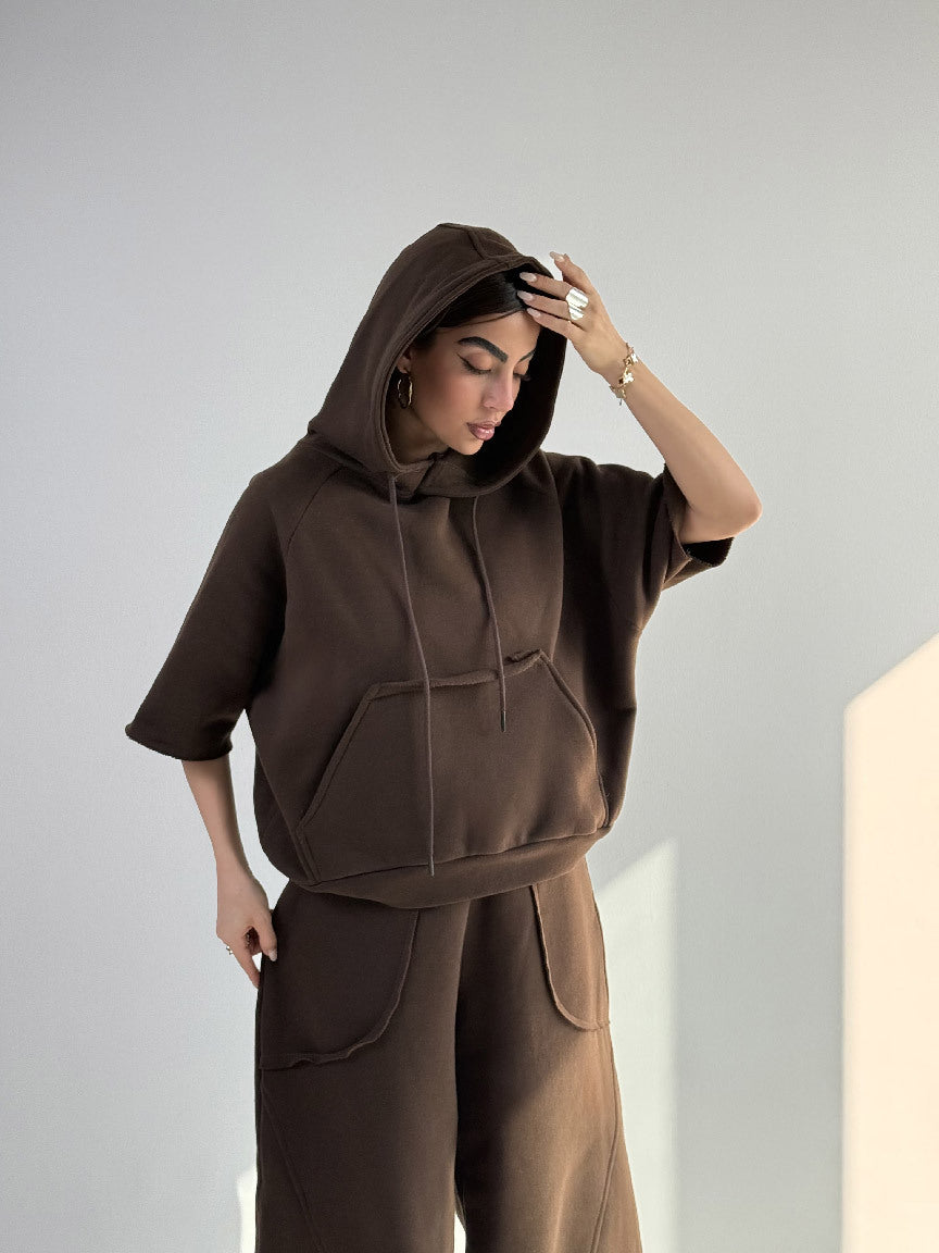 Damen Oversized Kapuzenpullover Kängurutasche Elastischer Saum