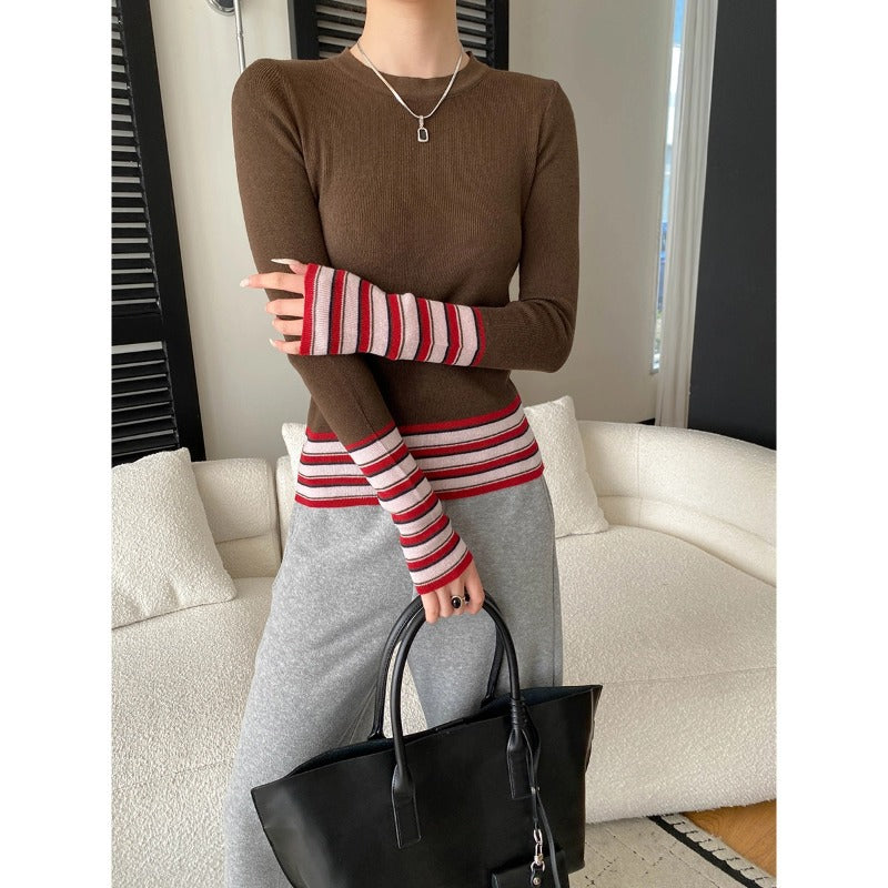 Damen Strickpullover Modische Streifen Norvielle
