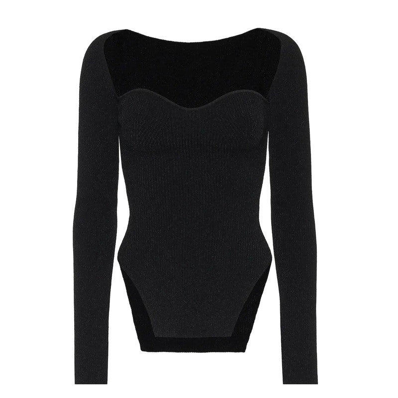 Damen Pullover Herzförmiger Ausschnitt Fein Gestrickt Norvielle