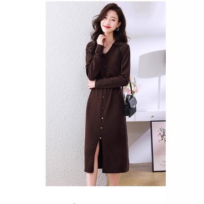 Damen Hemdkleid Knopfverschluss Seitenschlitz Norvielle