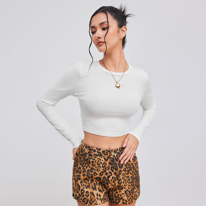 Damen Langarmshirt Rundhalsausschnitt Figurbetont Schwarz Norvielle - Norvielle