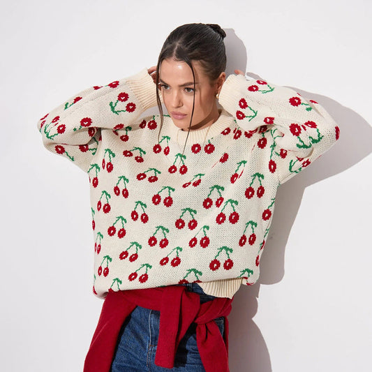 Damen Strickpullover Gemustert Lässig Norvielle - Norvielle