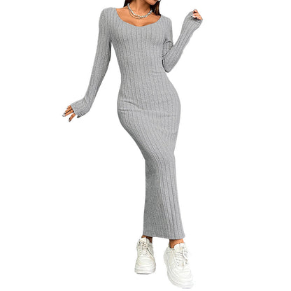Damen Figurformendes Langarm Strickkleid Norvielle
