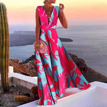 Damen Maxikleid Geometrischer Schnitt V-Ausschnitt Schwarz - Norvielle