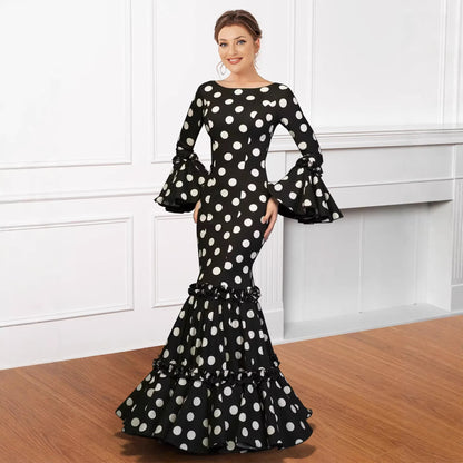 Damen Maxikleid mit Volant und Polka-Dots Norvielle