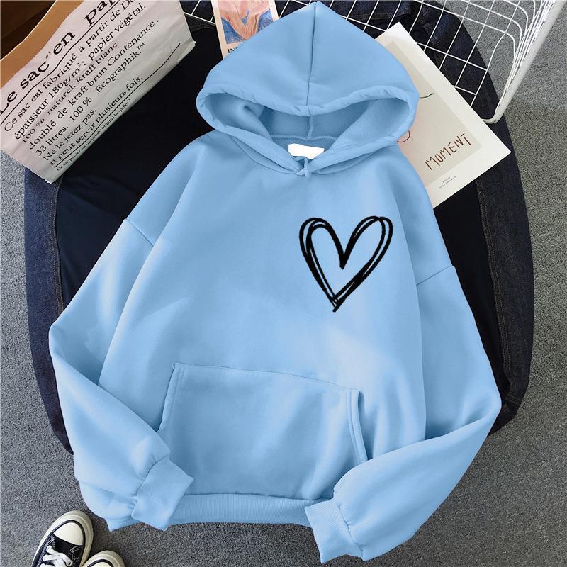 Damen Kapuzenpullover Herzmotiv Norvielle