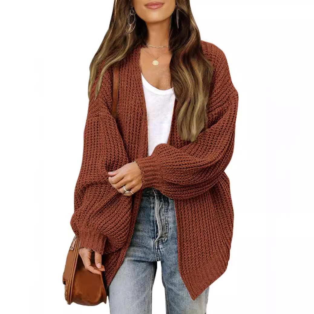 Damen Grobstrickjacke Lässiger Schnitt Überschnittene Schultern
