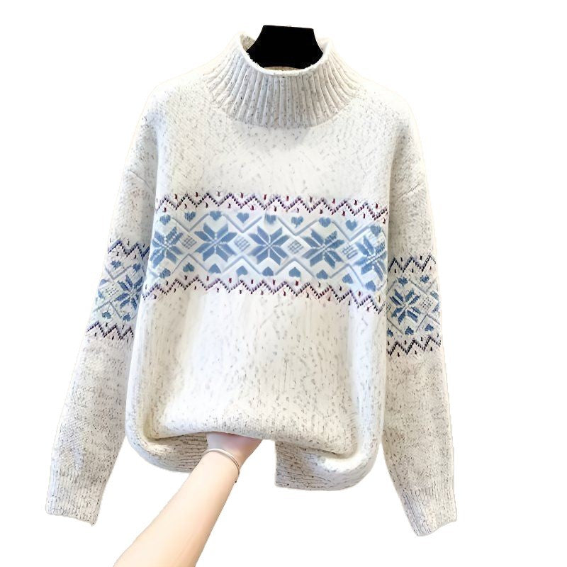 Damen Rollkragenpullover Nordisches Muster Norvielle