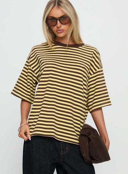 Damen T-Shirt Gestreift Rundhalsausschnitt Locker Norvielle