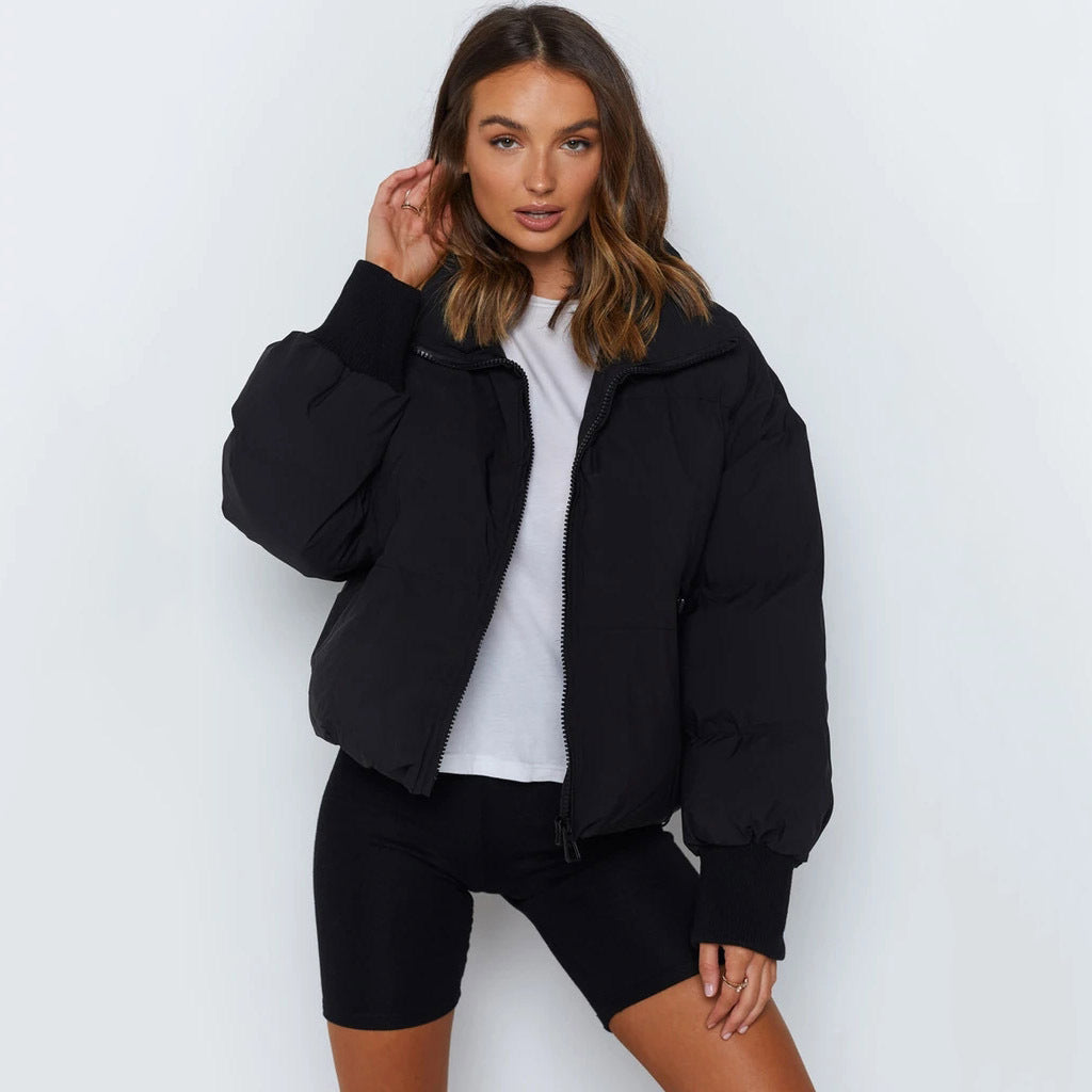 Damen Kurzjacke mit Kapuze Weiches Futter
