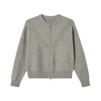 Damen Strickjacke Stehkragen Modern Reißverschluss Norvielle