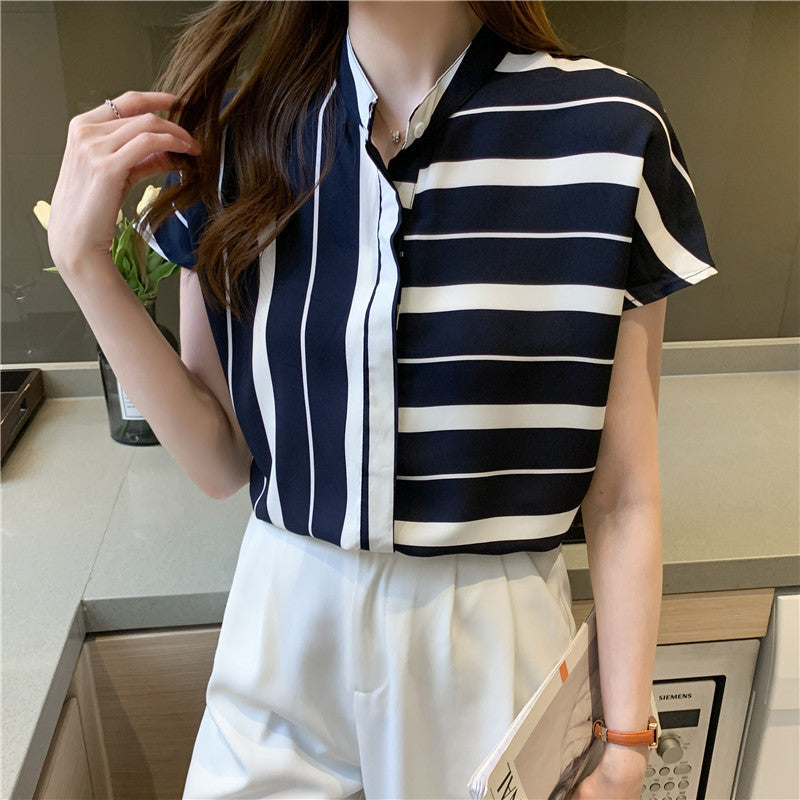 Damen Bluse Streifenmuster Lässiger Schnitt Norvielle