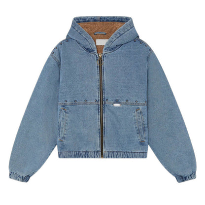 Damen Jeansjacke Kapuze Taschen Norvielle