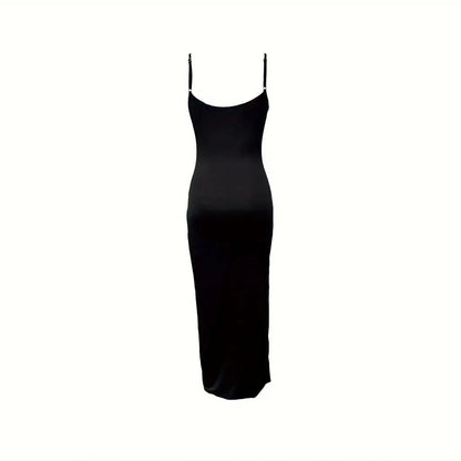Damen Maxikleid Rüschendetail Hochschlitz Norvielle