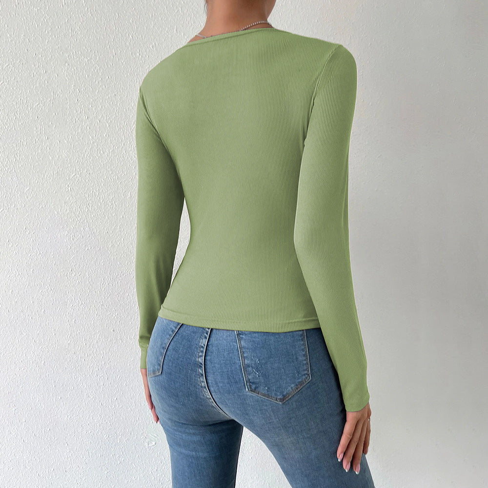 Damen Langarmshirt V-Ausschnitt Bindedetail Norvielle