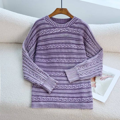 Damen Strickpullover Strukturiertes Zopf-Design Moderner Schnitt