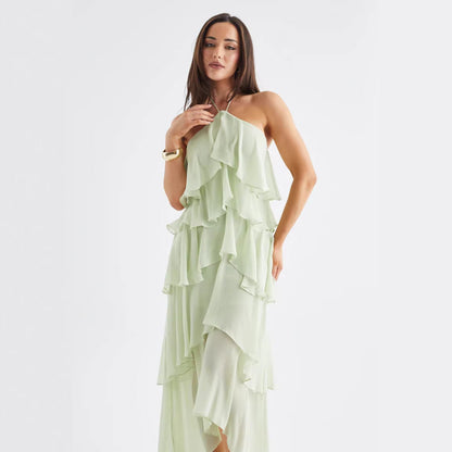 Damen Maxikleid mit Rüschendetails Elegantes Design