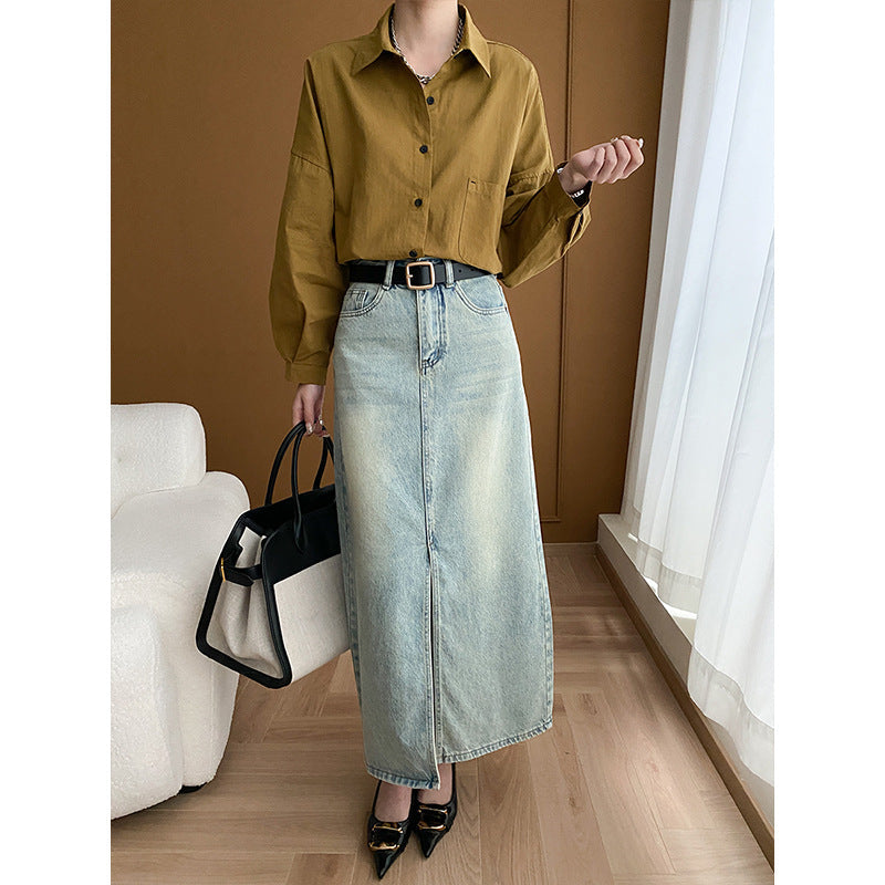 Damen Maxirock Denim Lässig