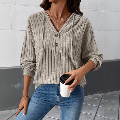 Damen Kapuzenpullover Strukturiertes Rippenmuster Norvielle