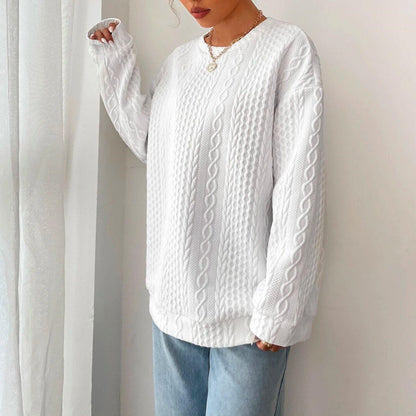 Damen Strickpullover Strukturierter Look Lässig Beige - Norvielle