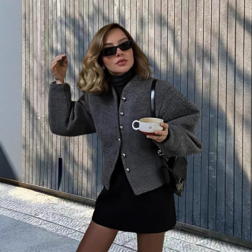 Damen Kurzjacke Voluminöse Ärmel Norvielle