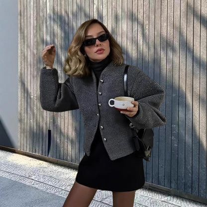 Damen Kurzjacke Voluminöse Ärmel Norvielle