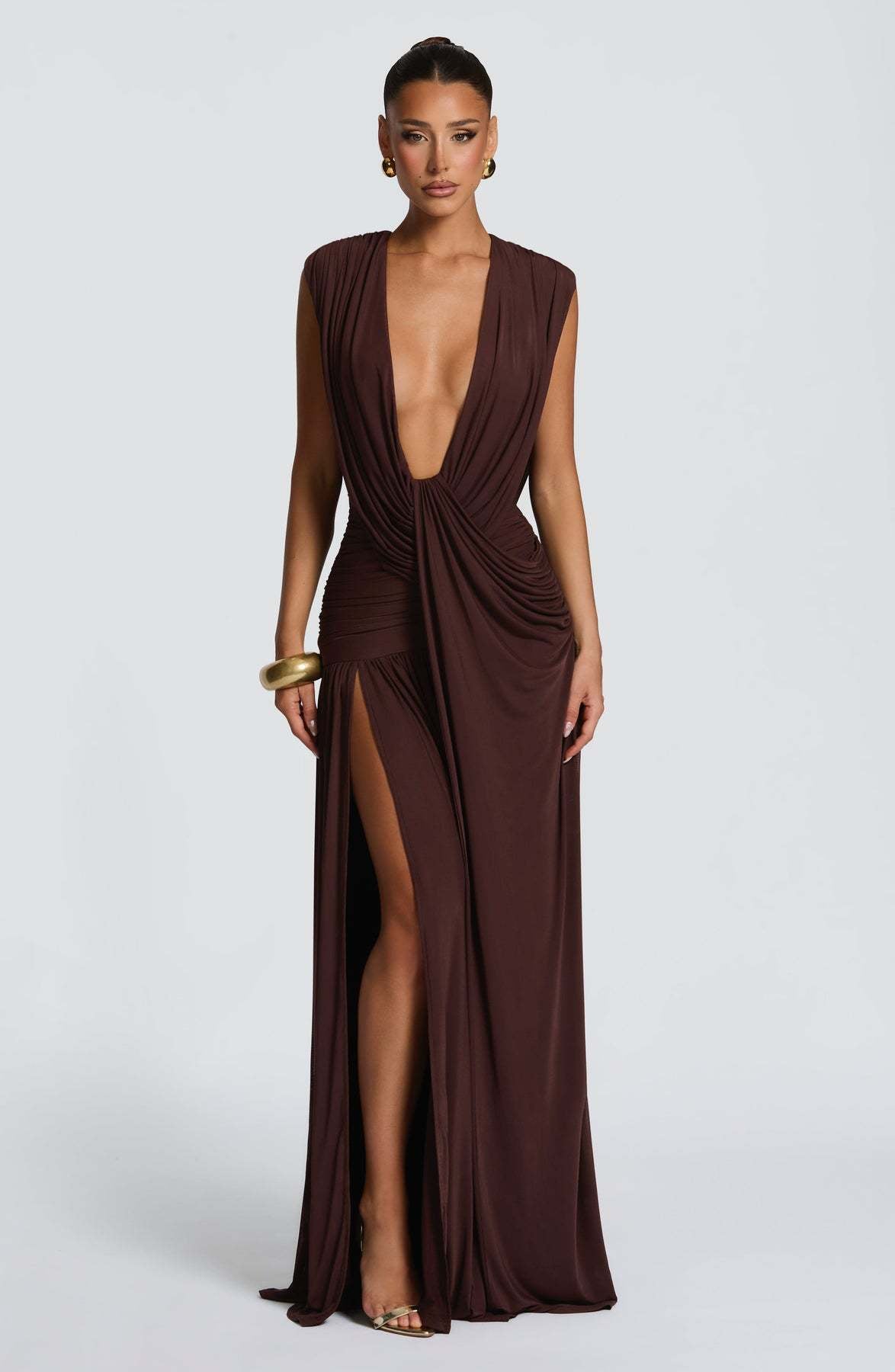 Damen Wickelkleid V-Ausschnitt Geraffter Rock Norvielle